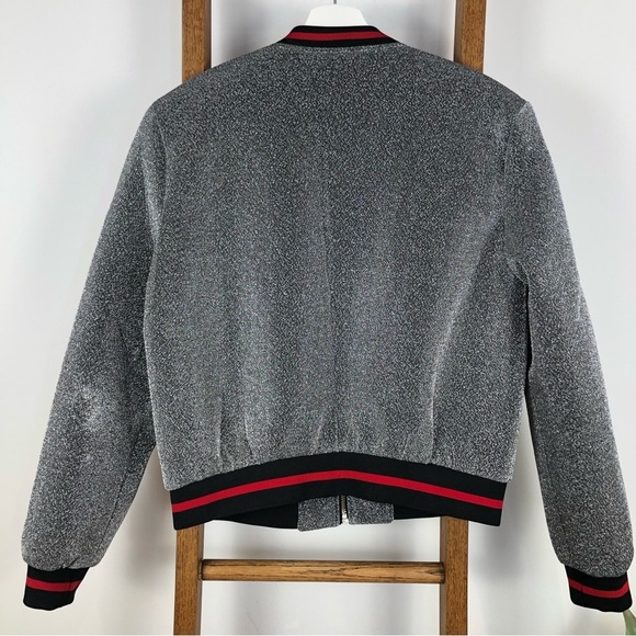 SANS Souci silver sparkly bomber varsity style jacket size S - Picture 7 of 7